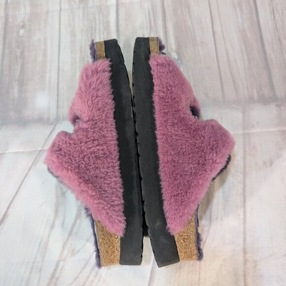 Papillio Purple Pink Faux Shearling Arizona Platform Sandals - Size 40 - Picture 4 of 8